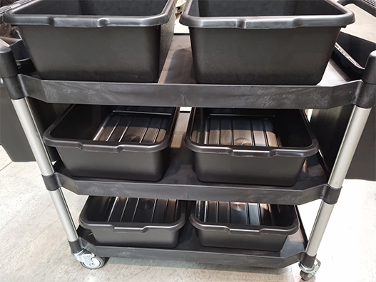 Buy Service Trolley with Side and Centre Buckets in Trolleys from Astrolift NZ